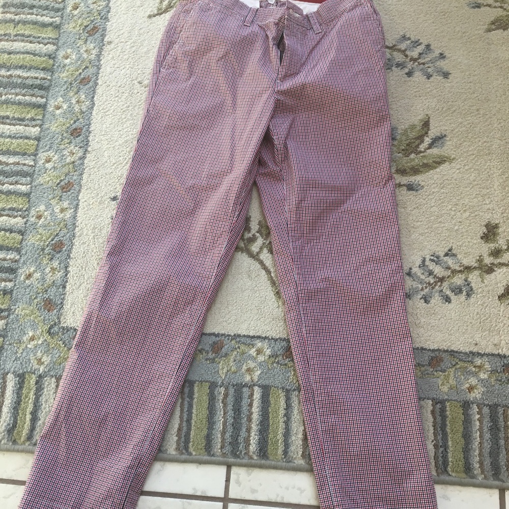 Men's Stafford Prep navy/red checked pants 30x30